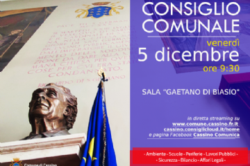 Consiglio Comunale convocato per venerdì 5 dicembre