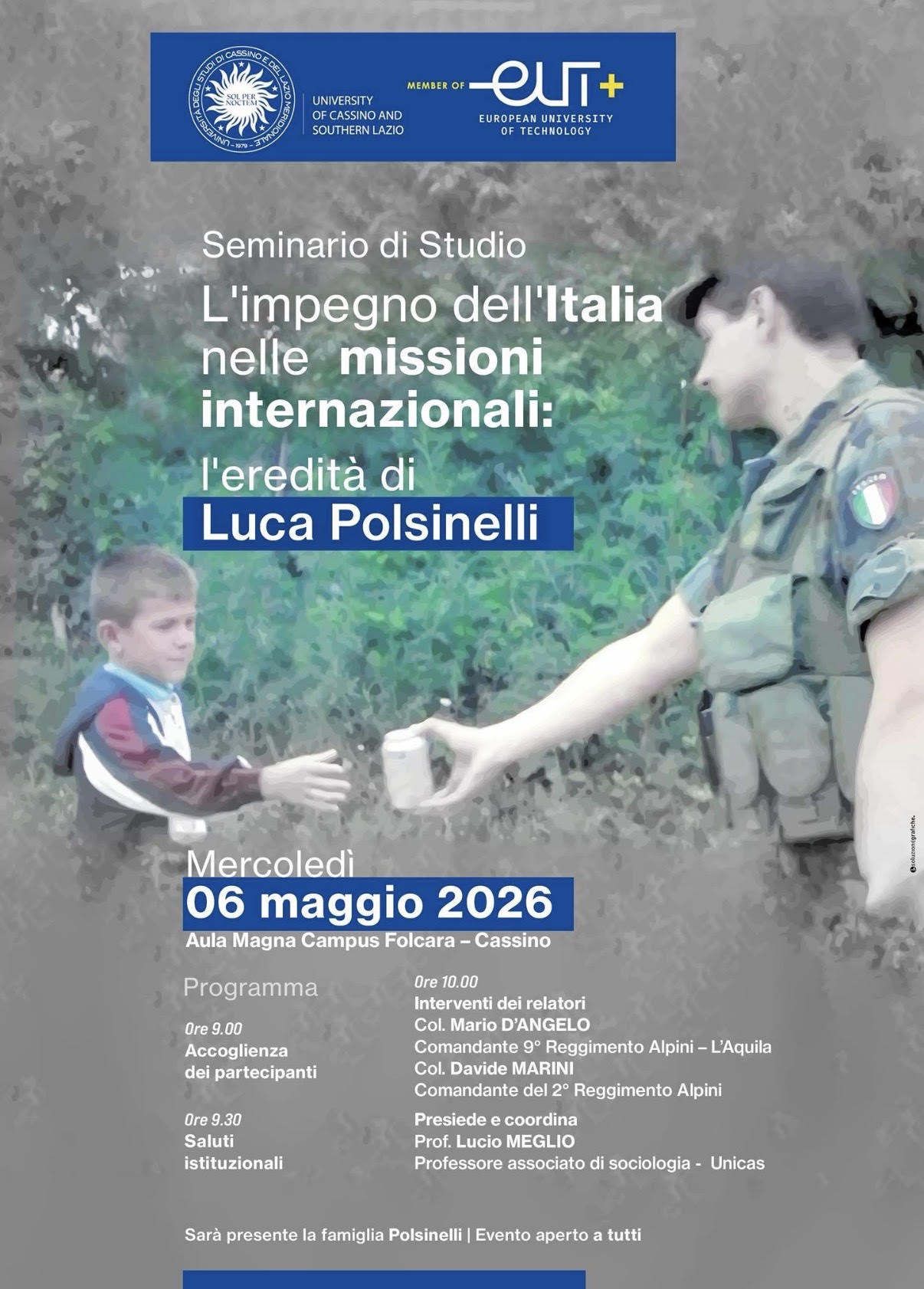 L’eredità di Luca Polsinelli: un seminario all’Università di Cassino sull’impegno internazionale dell’Italia